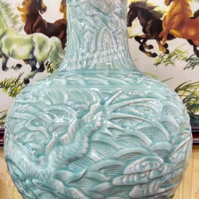 BÌNH MEN NGỌC THANH LONG CƯỠI MÂY VƯỢT BIỂN